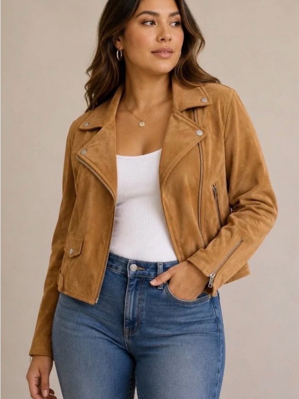 Blank NYC Caramel Suede Moto Jacket